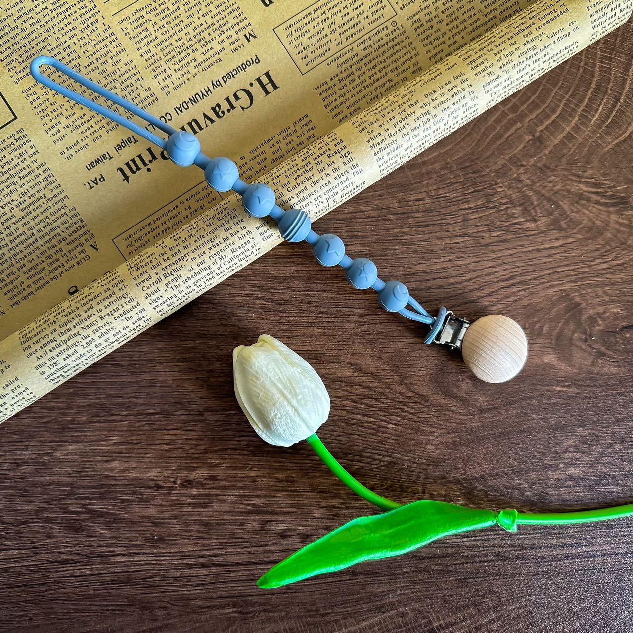 Pacifier Clip Chain Wooden Clip
