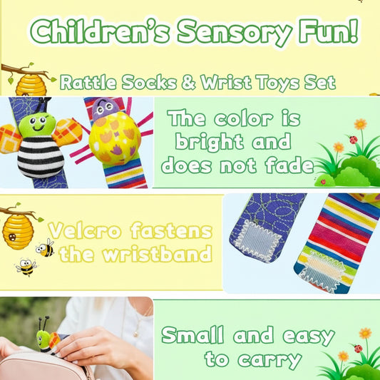 Baby Rattle Socks & Wrist Toy Set of 4