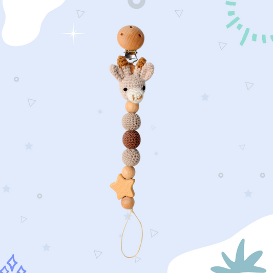 Plush Pacifier Holder with Wooden Clip