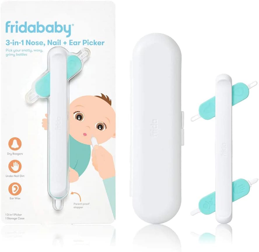 Frida Baby 3-in-1 Nose, Nail + Ear Picker by Frida Baby Safely Clean Baby's Boogers, Ear Wax & More