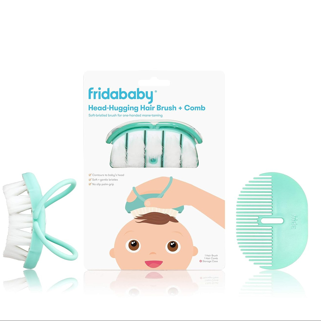Frida Baby Infant Head-Hugging Baby Hairbrush and Comb Set, Newborn and Up