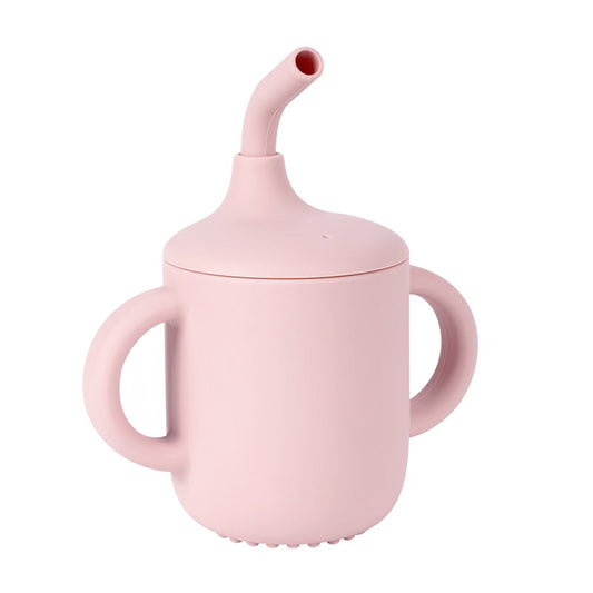Silicone Training Cup with Long Curved Straw