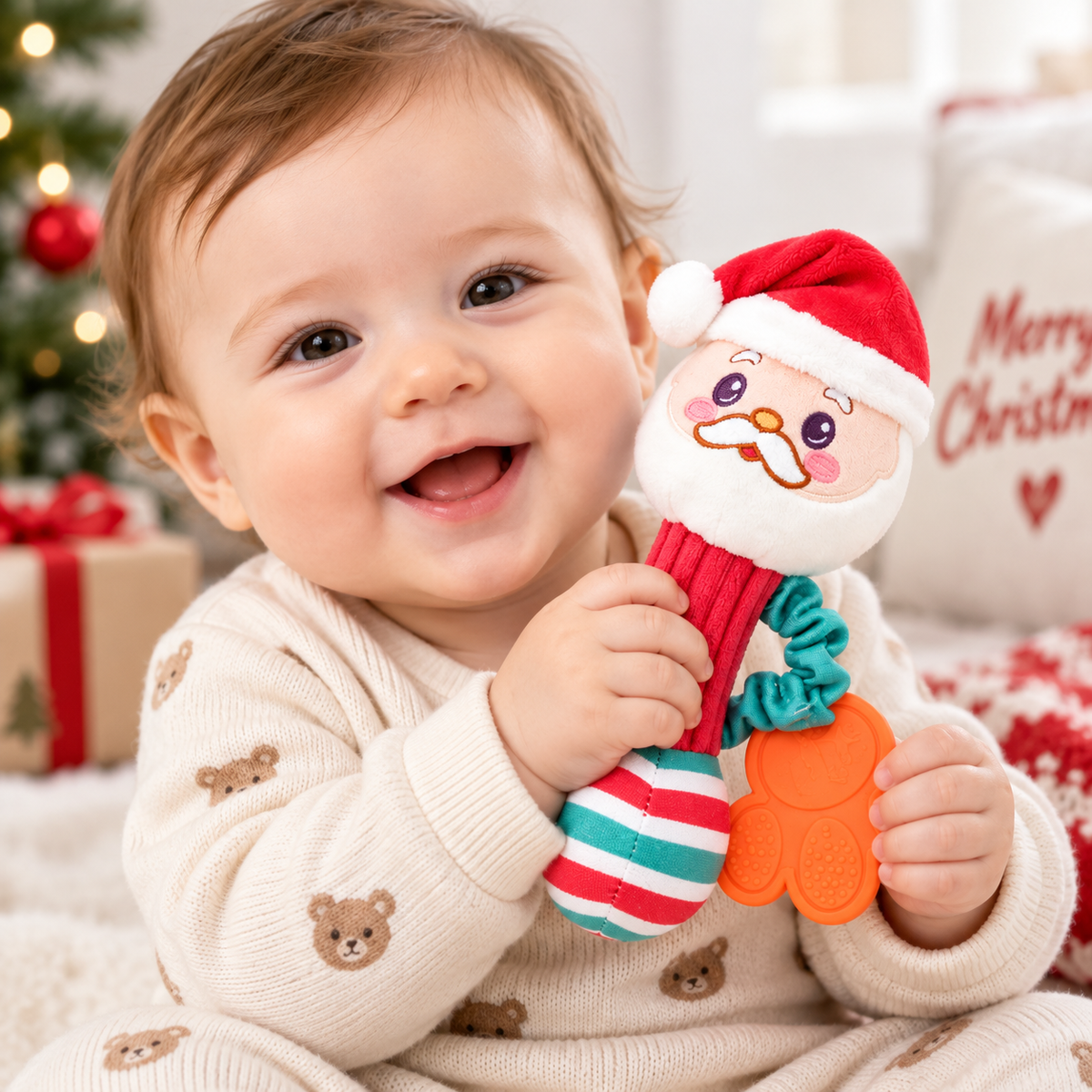 Santa Claus Baby Rattle & Teether – Soft Christmas Hochet
