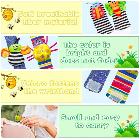 Baby Rattle Socks & Wrist Toy Set of 4