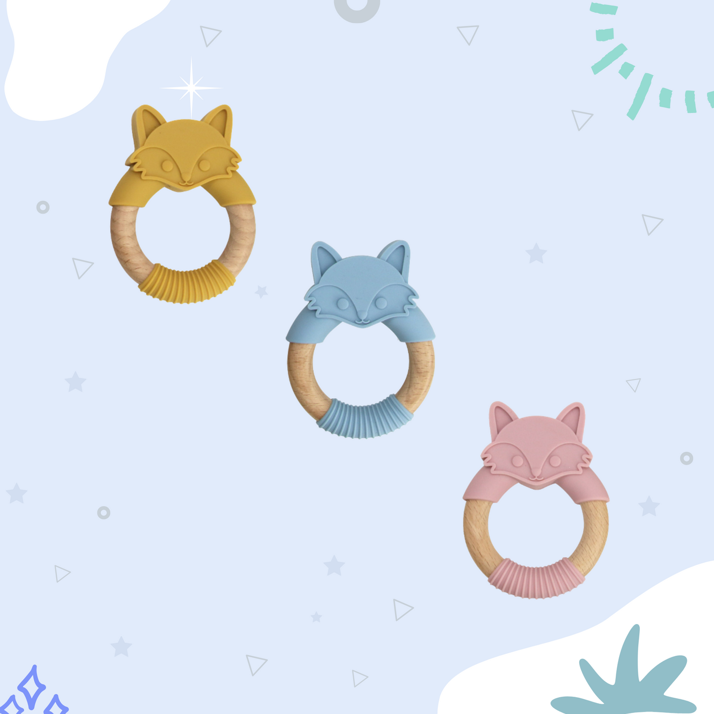 Silicone & Wood Fox Teether