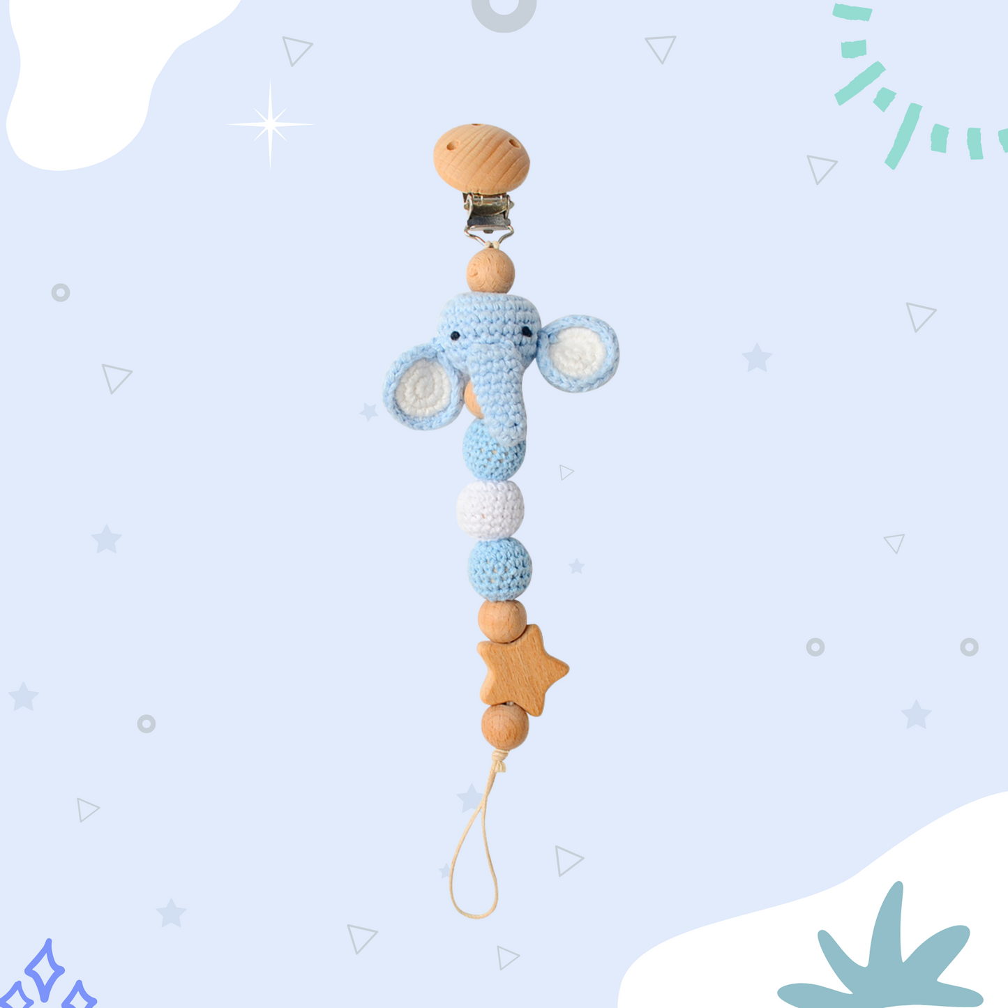Plush Pacifier Holder with Wooden Clip