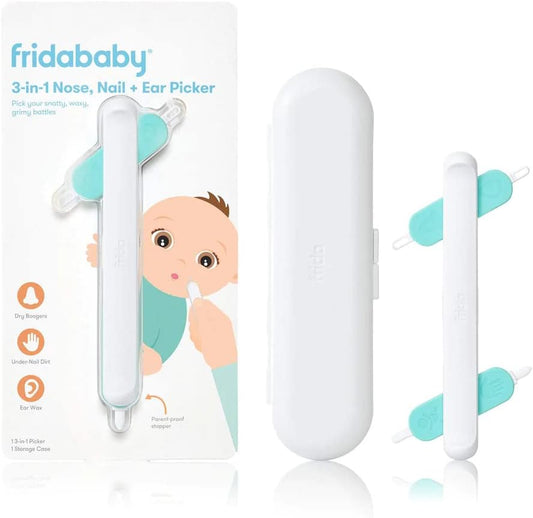 Frida Baby 3-in-1 Nose, Nail + Ear Picker by Frida Baby Safely Clean Baby's Boogers, Ear Wax & More