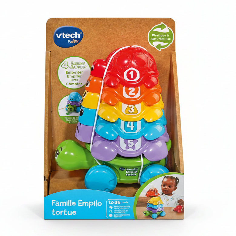 (Vtech) Famille Empilo Tortue – 4-in-1 Stacking & Pull-Along Turtle Set