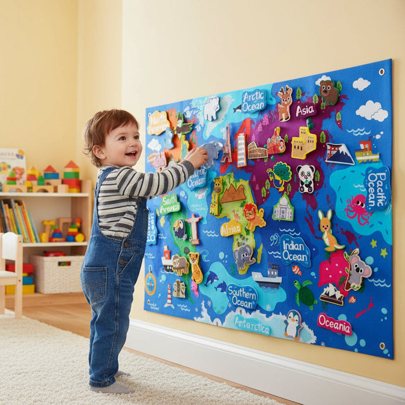 World Map Wall-Mounted Busy Board