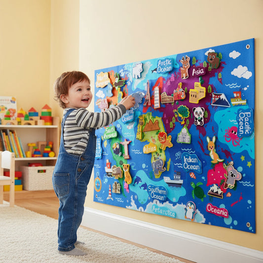 World Map Wall-Mounted Busy Board