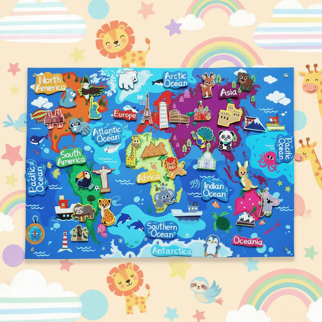 World Map Wall-Mounted Busy Board