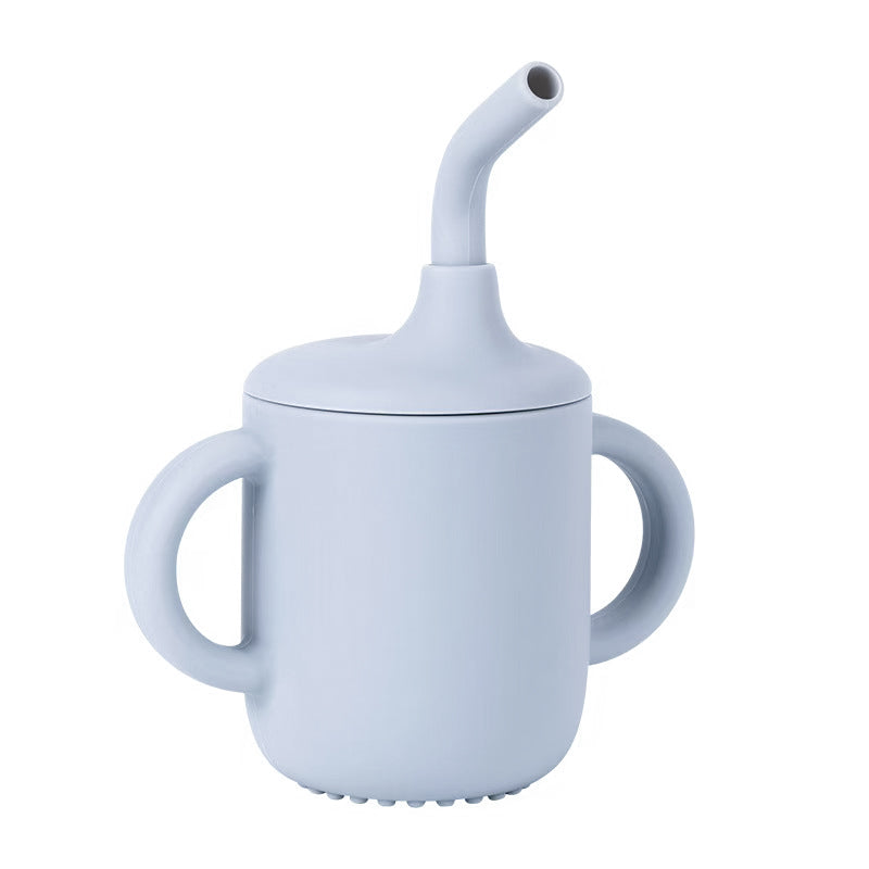 Silicone Training Cup with Long Curved Straw