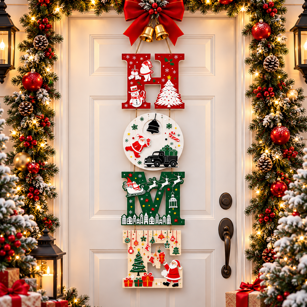 Christmas HOME Hanging Door Decoration – Festive Holiday Ornament