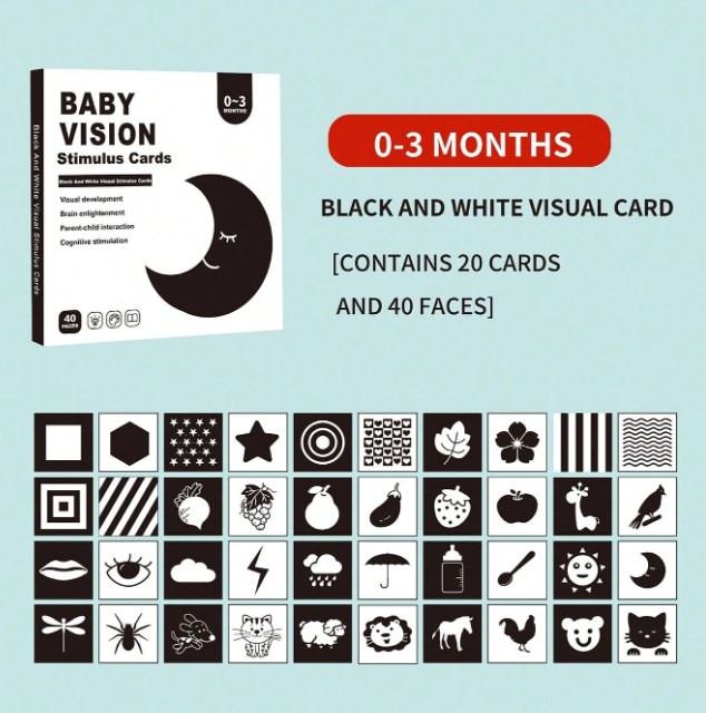 Black & White Visual Stimulation Cards (0-3 Months)