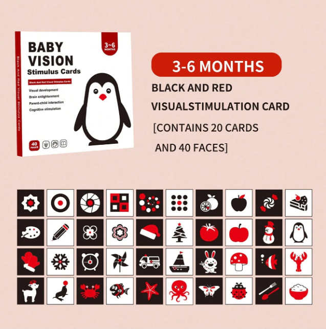 Red & Black Visual Stimulation Cards (3–6 Months)