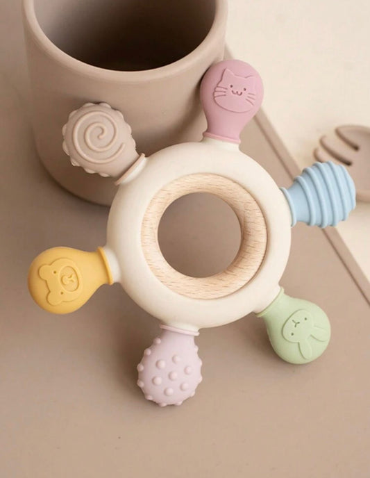 Colorful Wooden Silicone Teether