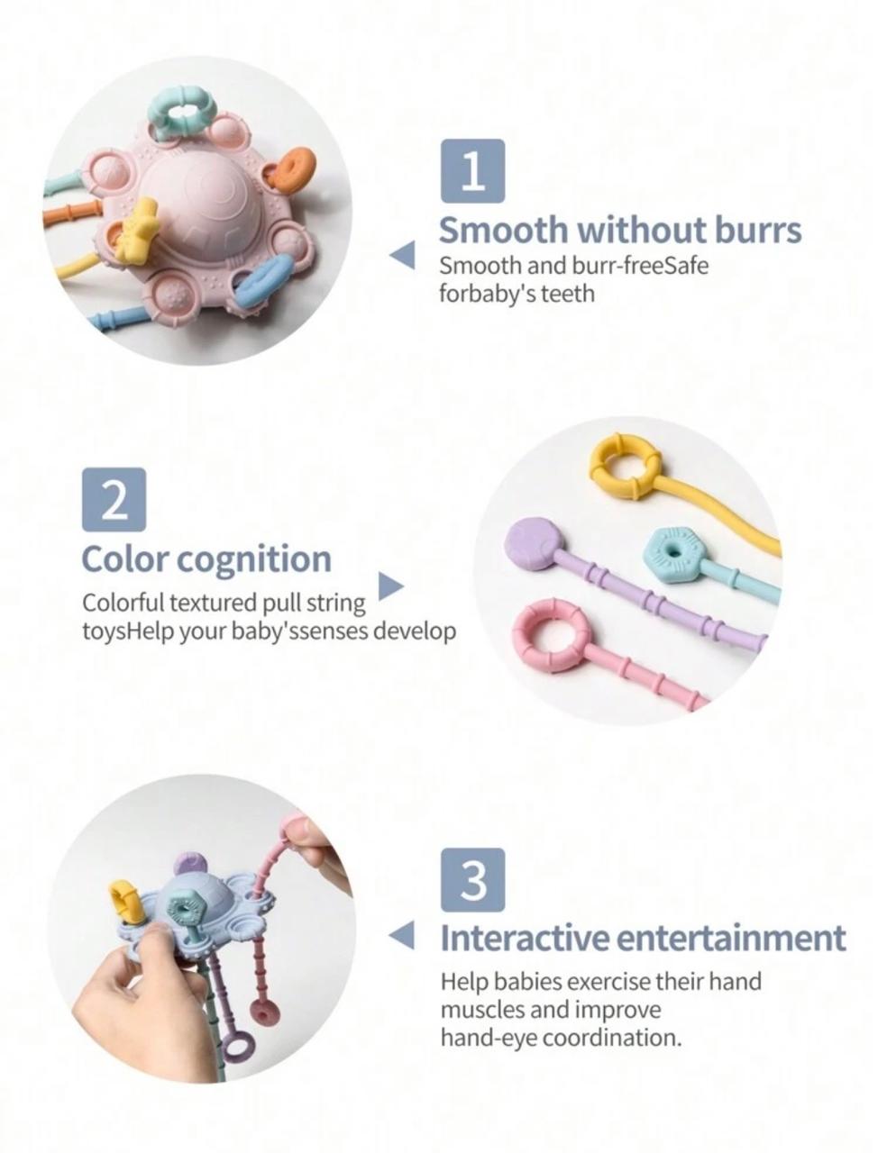 Montessori Pull Toy with Pop-It &amp; Silicone Straps