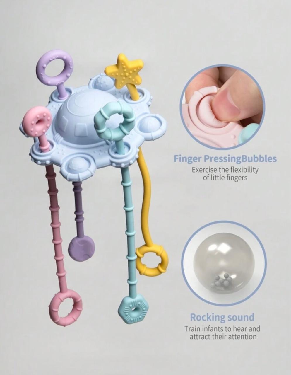 Montessori Pull Toy with Pop-It &amp; Silicone Straps
