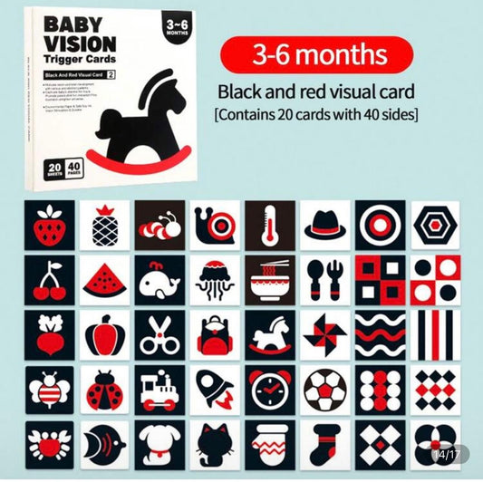 Red & Black Visual Stimulation Cards (3–6 Months)