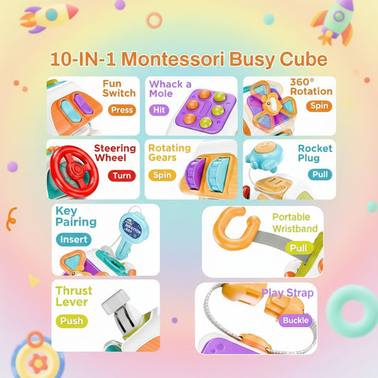 10 in 1 Montessori Sensory Busy Cube
