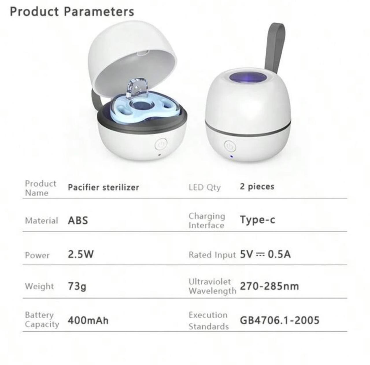 UV Portable Rechargeable Pacifier Sterilizer