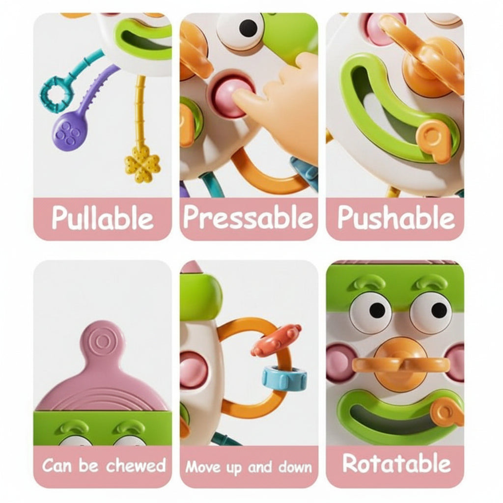 Clown Silicone Pull Cord Activity Toy