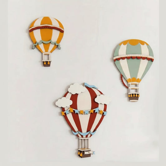 3-Piece Hand-Painted Wooden Hot Air Balloon Wall Décor 🎈🎨