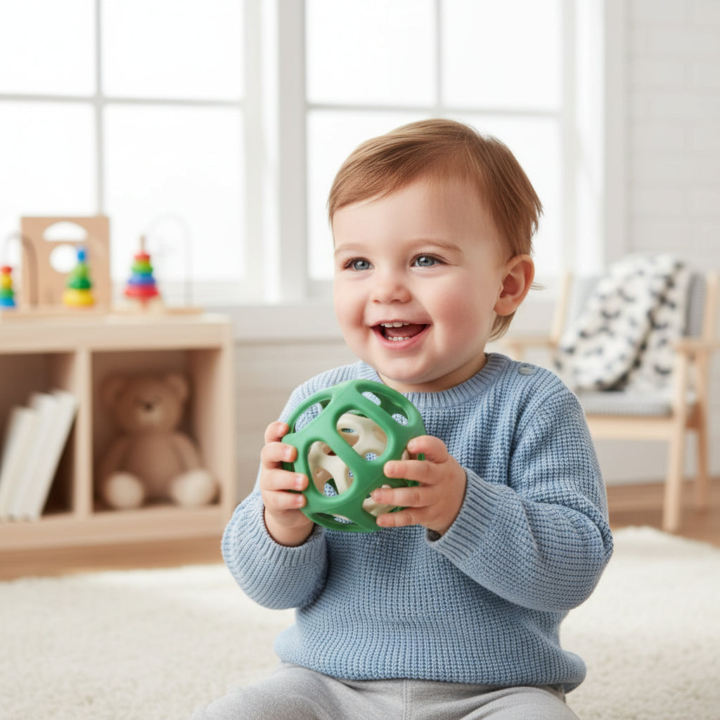 2-in-1 Baby Teething Silicone Ball