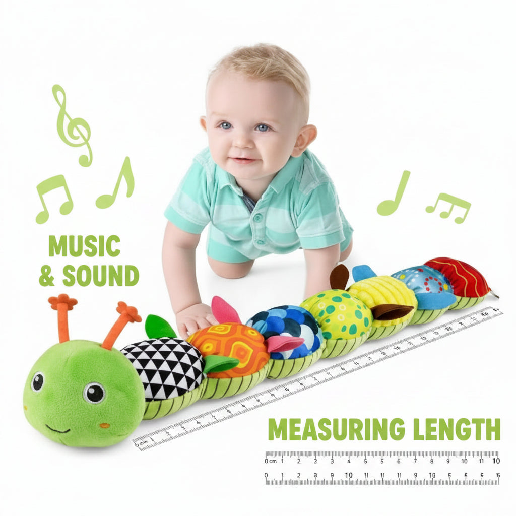 Baby Worm Stuffed Animal Toy with Music & Measuring Length