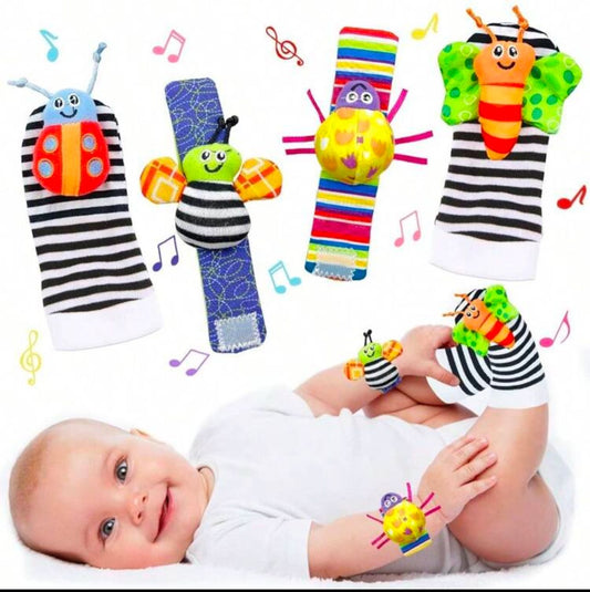 Baby Rattle Socks & Wrist Toy Set of 4
