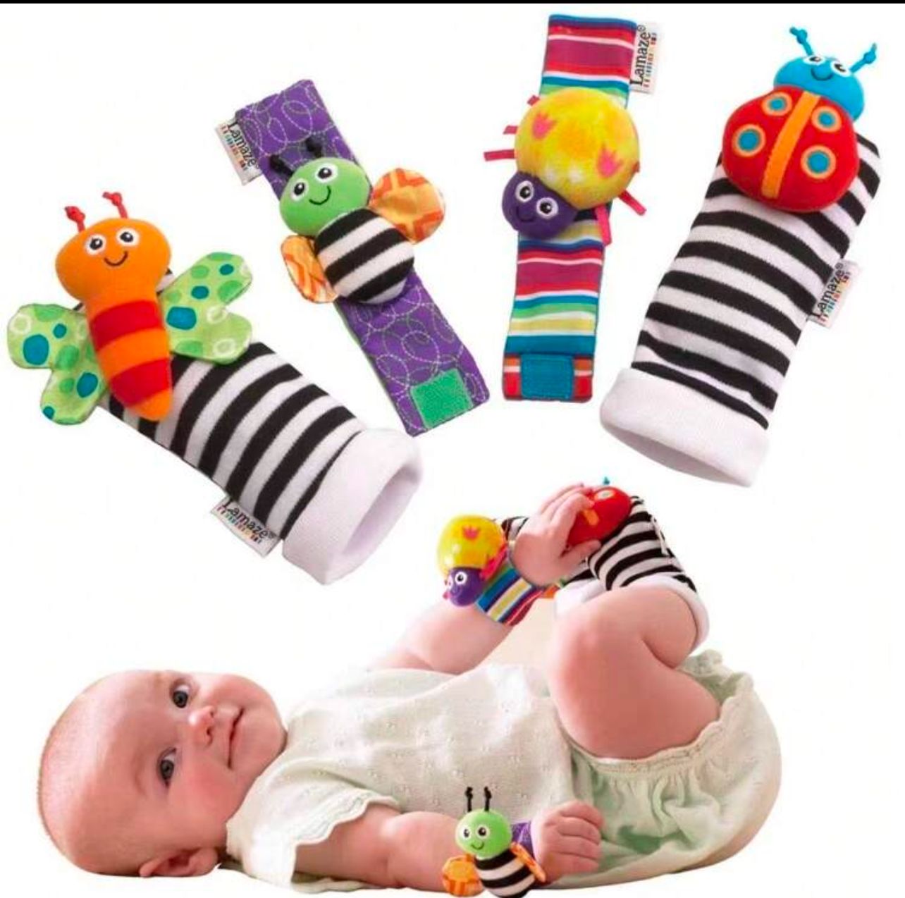 Baby Rattle Socks & Wrist Toy Set of 4