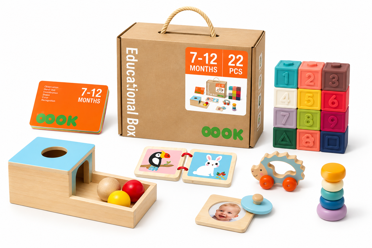 Montessori Educational Box – 7 to 12 Months | 22 Pieces